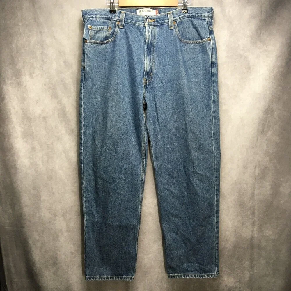 Levis Mens 550 Relaxed Fit Blue Jeans size 40x32 Cotton Denim Zipper Fly‎